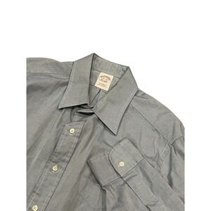 Men's Brooks Brothers 1818 Solid Blue Cotton Button Up Long Sleeve Shirt L